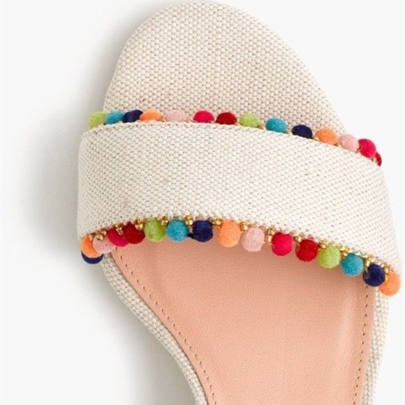 New $225  J. Crew Lottie Rainbow Pom Pom Sandal Size 10.5 - Picture 4 of 10